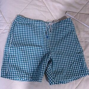 Blue Checkered Men's Swim Shorts